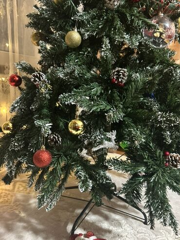 Yeni il ağacları: Yeni il şam ağacı – tam bəzədilmiş set 180 sm hediyye alınıb qaytarma — 4