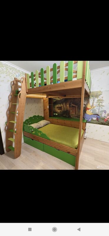 детский двухъярусная кровать: Двухъярусная кровать, Для девочки, Для мальчика, В рассрочку, Б/у