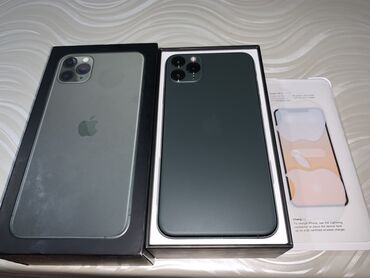 Apple iPhone: IPhone 11 Pro Max, Б/у, 256 ГБ, Зеленый, Защитное стекло, Чехол, Кабель, 100 %