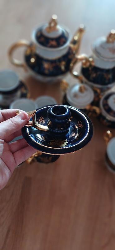 çay dəsti: Çay dəsti, rəng - Göy, Farfor, 6 nəfərlik, Çexiya — 5