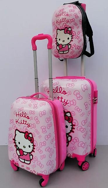 Rančevi, torbe i koferi: Pink kofer za decu sa motivom Hello Kitty, idealan za putovanja. Kofer — 6