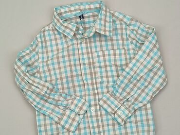 bluzki trykotowe z długim rękawem: Koszula 3-4 lat, stan - Dobry, wzór - Kratka, kolor - Błękitny