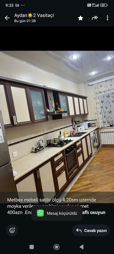 Uşaq və gənc otağı üçün dəstlər: Metbex mebeli satilir ölçü 4.20sm uzernde moyka verilecey prpblmi