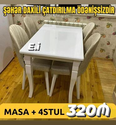 Yataq otağı dəstləri: Mətbəx üçün, 4 stul