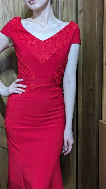 красное платье: Вечернее платье, Русалка, Длинная модель, Без рукавов, S (EU 36), 2XS (EU 32)