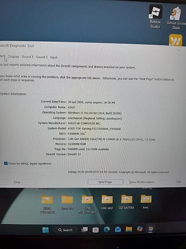 ASUS: İşlənmiş ASUS TUF Gaming, 15.6 ", Intel Core i5, 512 GB, Pulsuz çatdırılma — 9