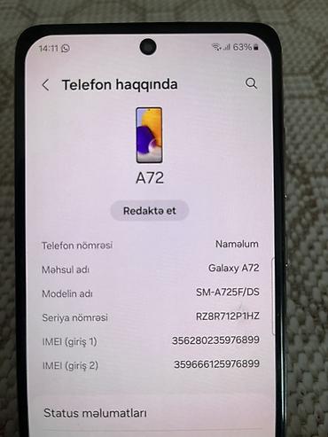 dream oneplus mini hd: Samsung Galaxy A72, 128 GB, rəng - Ağ, İki sim kartlı — 6