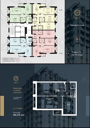 Продажа квартир: 2 комнаты, 86 м², Золотой квадрат Элитка, 15 этаж, ПСО (под самоотделку) — 6