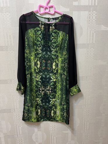 платье зеленое: Повседневное платье, Турция, Осень-весна, Короткая модель, Прямое, L (EU 40), XL (EU 42)
