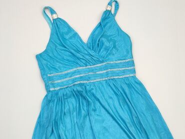 błękitna sukienki midi: Sukienka, L, stan - Bardzo dobry