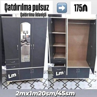 дсп: Üç qapılı dolablar 18'Lik laminatla (içi dsp) Yüksək keyfiyyət və