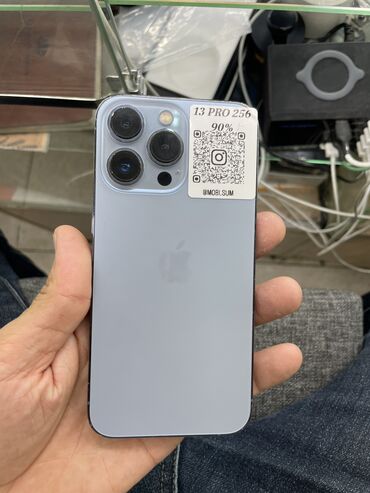Apple iPhone: IPhone 13 Pro, Колдонулган, 256 ГБ, Pacific Blue, Коргоочу айнек, Каптама, Бөлүп төлөө менен, 90 %