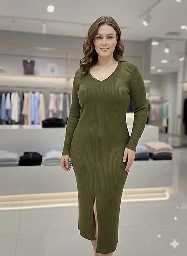 Haljine: Ženska rebrasta midi haljina sa dugim rukavima od S do 4xl - Kroj — 7