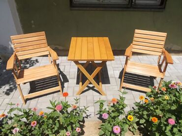 mali stolovi za terasu: Baštenska ganitura, Drvo, Novo