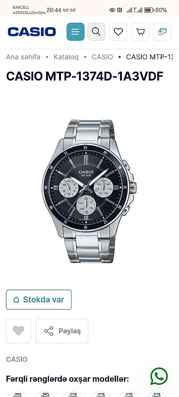 gun eynəyi: CASIO kişi qol saatı - Model: Casio MTP-1374 (korpus arxasında 1374 — 7