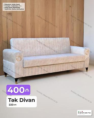 Ev və bağ: Tək divan – 220 sm - Mexanizm: Açılan, bazalı (yataq funksiyalı və alt — 1