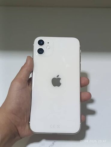 ноутбук сатып алуу: IPhone 11, Колдонулган, 128 ГБ, Ак, Коргоочу айнек, 77 %