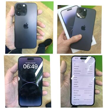 Apple iPhone: IPhone 14 Pro Max, Black Titanium, Face ID, Sənədlərlə