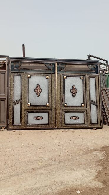 Həyət darvazaları: Dəmir Həyət darvazası, Yana açılan, Mexaniki, Qapı ilə, rəng - Qara — 27