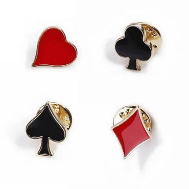 Другие украшения: Покер Запонки, броши, значки - 4 шт, покерный набор, булавка на