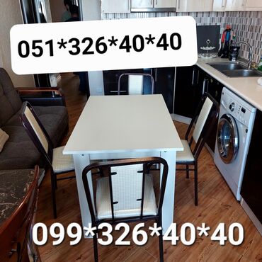 Masa və oturacaq dəstləri: Qonaq otağı üçün, Yeni, Dördbucaq masa, 4 stul — 10