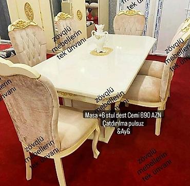 Masa və oturacaq dəstləri: Qonaq otağı üçün, Yeni, Açılan, Oval masa, 6 stul -da lalafo.az — 15 Masa və oturacaq dəstləri: Qonaq otağı üçün, Yeni, Açılan, Oval masa, 6 stul — 15