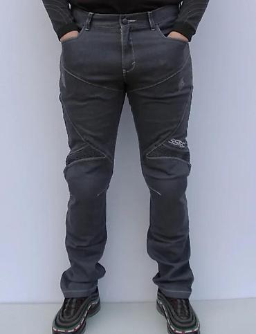 Farmerke: Muške motociklističke farmerke – tamno siva - Kroj sa ojačanjima i — 2