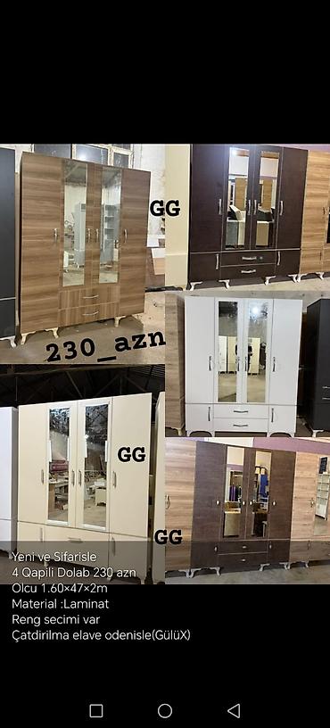 Paltar dolabları, qarderoblar: 4 qapılı geyim dolabı - Ölçü: 1.60 × 47 × 2 m - Material: laminat - — 2
