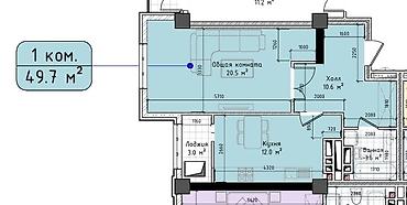 kant flat: 1 комната, 49 м², Технопарк Элитка, 6 этаж, ПСО (под самоотделку) — 5