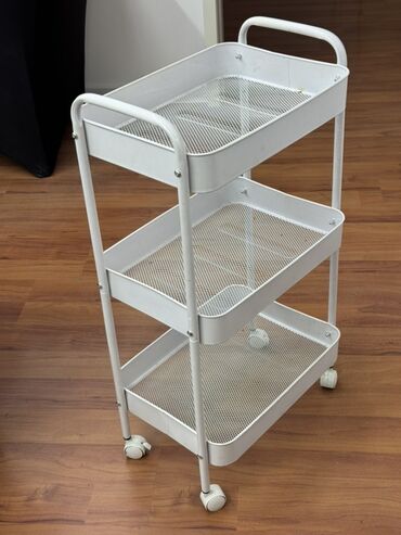 тележка хозяйственная: Металлическая передвижная этажерка/тележка - Цвет: белый 3 шт по