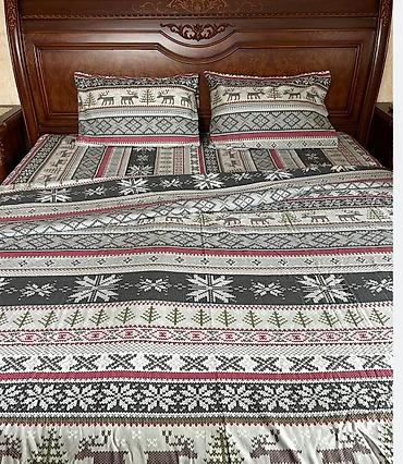 Комплекты постельного белья: Комплект постельного белья с принтом клетку, выполненный в синих и — 4