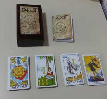 Kitablar, jurnallar, CD, DVD: Tarot kartlari qutuda satilir ve bagli olur.Turk dilindedir kitabida