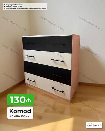 Komodlar: Komod – 4 çekmecəli, müasir dizayn - Ölçü: 40×80×100 sm - Material: 18 — 1