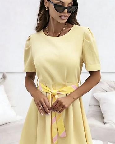 Haljine: 🔥Elegantna midi haljina sa pojasom na pruge
✅2300 din — 10