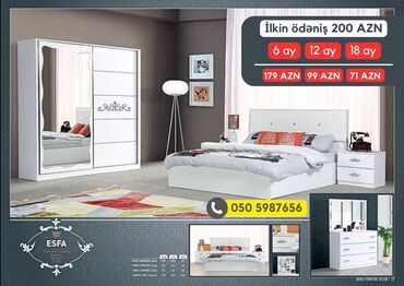Yataq otağı dəstləri: 2 təknəfərlik çarpayı, Dolab, Termo, 2 tumba, Azərbaycan, Yeni — 7
