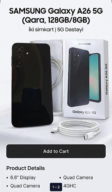 monitör ikinci el: Samsung Galaxy A26 5G, 128 GB, rəng - Qara, İki sim kartlı — 1