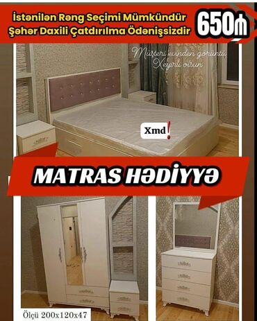 çarpayı iki nəfərlik: İkinəfərlik çarpayı, Dolab, Termo, 2 tumba, Yeni