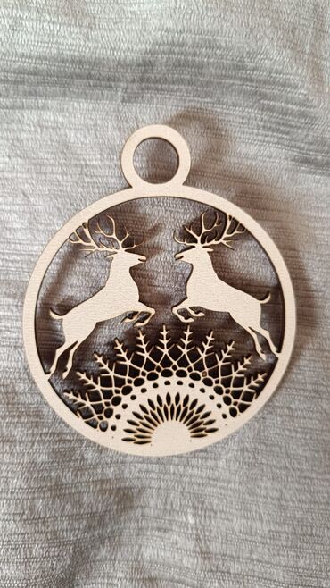 Yeni il oyuncaqları və bəzəkləri: Taxta Yeni il bəzək fiqurlarının dəsti - Material: təbii ağacdan — 1