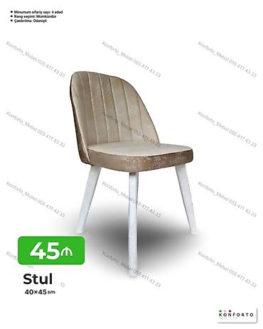 4 ayaq: Stul – 40×45 sm - Yumşaq parça oturacaq və bel hissəsi, şaquli — 1