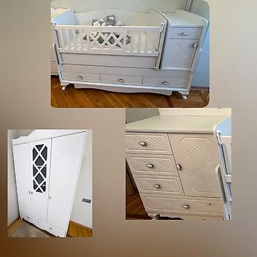 yataş matras: Uşaq otağı mebeli dəsti - Komplekt: şkaf + komod/kamod + beşik/kravat — 1