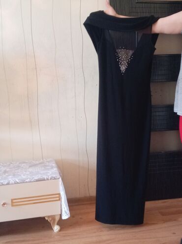 Ziyafət donları: Qara rəngli uzun ziyafət/libas - Model: düz kəsimli, maxi uzunluq - — 3