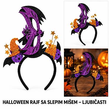 Aksesoari za kosu: KMT Halloween rajf sa ljubičastim slepim mišem HW-010 - Brend: Kmt — 1
