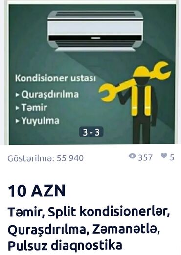 Başqa xidmətlər: Kondisioner ustasi