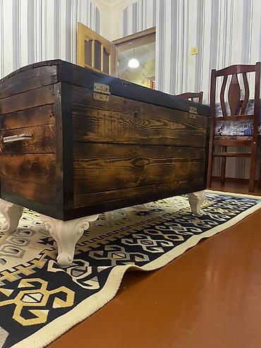 qarabaga aid resmler: Rustik üslubda taxta sandıq/çay masası - Material: keyfiyyətli ağac — 3