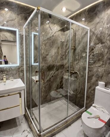 Duş kabinaları, arakəsmələr: Yeni Üstü açıq kabina, Künc üçün, Pulsuz çatdırılma — 6