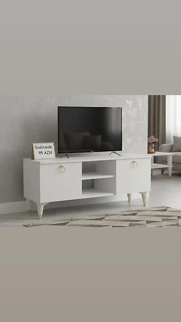 televizo: Ağ rəngli TV stendi - Minimalist dizayn, müasir interyerlərə uyğundur — 1