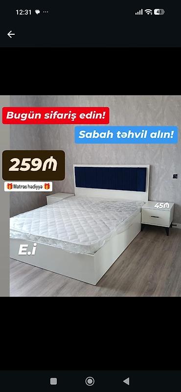 tum: Müasir dizaynlı yataq dəsti: - Ağ korpuslu iki nəfərlik çarpayı — 1