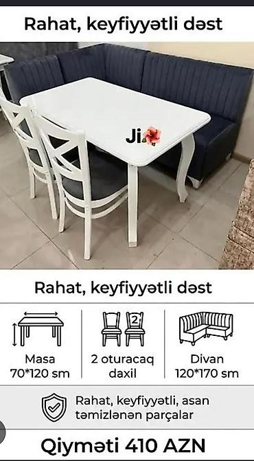 masa metbext: Mətbəx üçün masa və oturma dəstləri Variant 1 – Masa + 4 stul - Ölçü — 3
