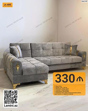 Диваны: Künc divan – La Mini - Ölçülər: 260 × 160 sm - Mexanizm: Açılan — 1