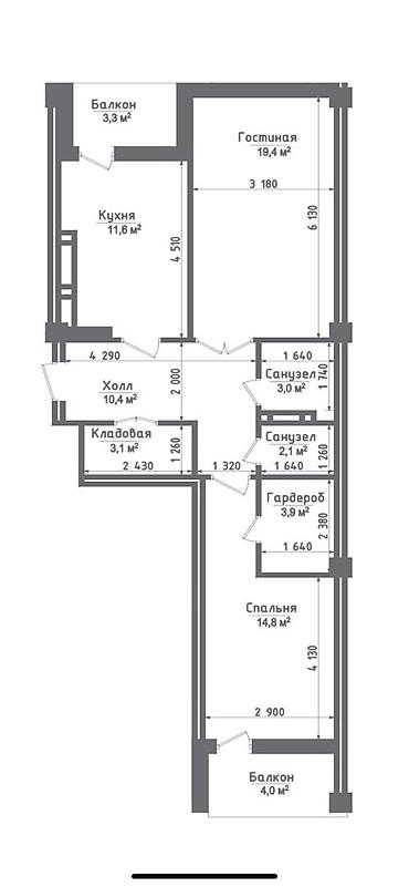 2 бөлмө, 77 м², Фучик паркы Элитка, 2 кабат, ПСО (өз алдынча бүтүрүү)